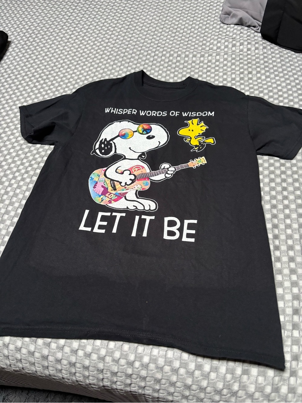 Peanuts Snoopy "Let It Be" Graphic Tee - Woodstock ~ Whisper Words of Wisdom